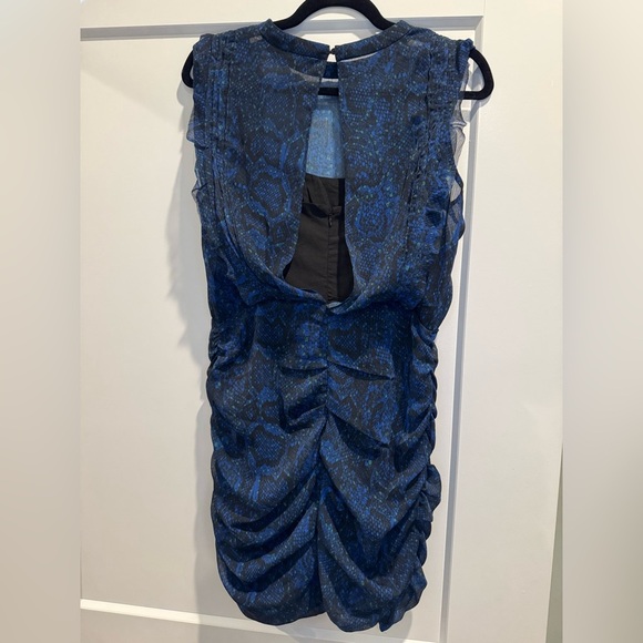 All saints Hali Tamora Snakeskin Print Dress open back ruched sheer - Picture 5 of 6